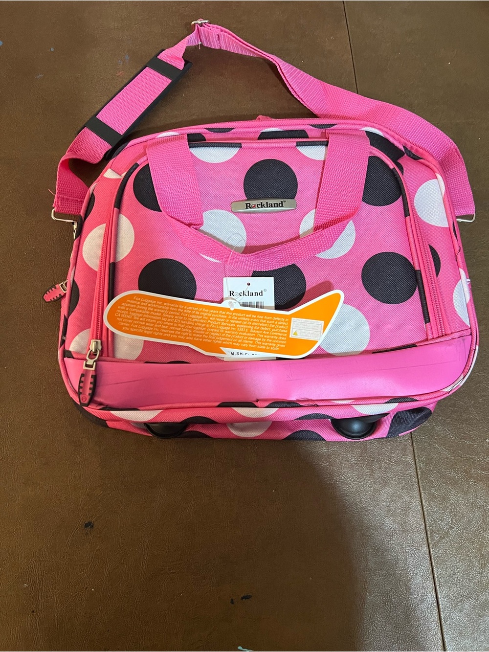 Rockland Pink Black Polka Dot 14” Travel Tote Bag NWT